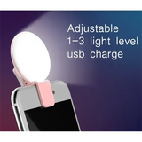Mini Selfie Ring Light Portable LED Lamp USB Charging Photography Clip Ring Light Universal Mobile Phone Live Video