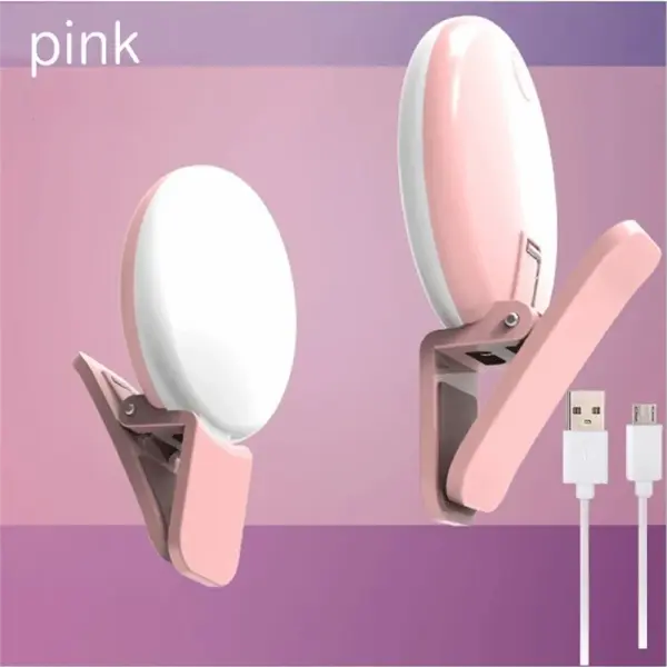 Mini Selfie Ring Light Portable LED Lamp USB Charging Photography Clip Ring Light Universal Mobile Phone Live Video