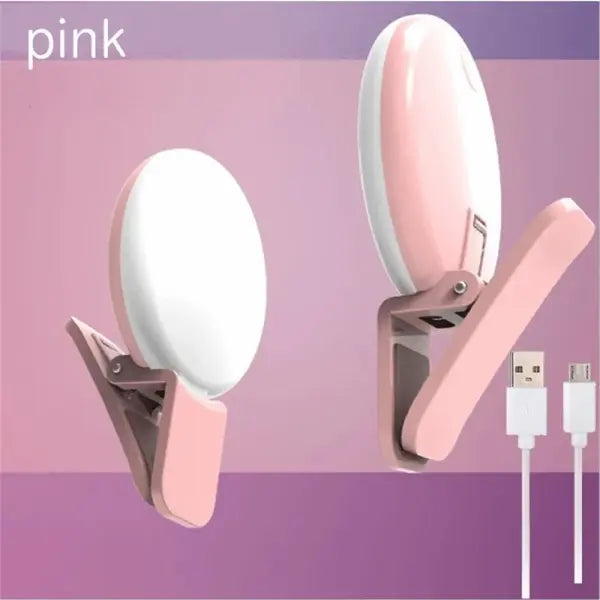 Selfie Ring Light Portable LED Lamp USB Charging Photography Beauty Tool - Pink