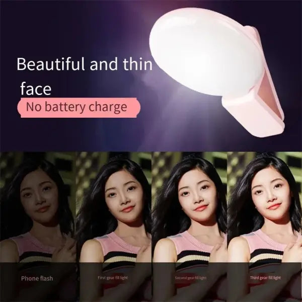 Mini Selfie Ring Light Portable LED Lamp USB Charging Photography Clip Ring Light Universal Mobile Phone Live Video