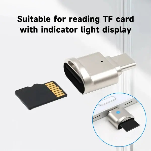 Mini Type-C USB 3.0 to SD Micro SD TF Card Reader Memory Card For Samsung Huawei Xiaomi Aluminum Cardreader - Silver