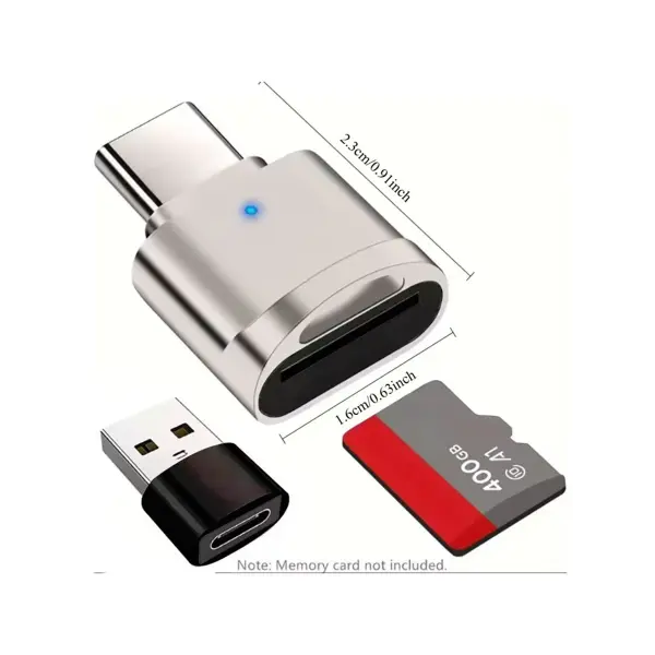 Mini Type-C USB 3.0 to SD Micro SD TF Card Reader Memory Card For Samsung Huawei Xiaomi Aluminum Cardreader - Silver