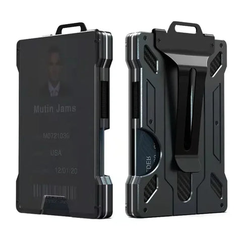 Minimalist Slim Wallet for Men – RFID Blocking Aluminum Money Clip & Clear ID Holder | Ultra-Thin Carbon Fiber - Himpall