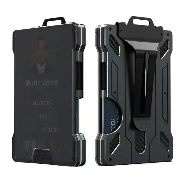 Minimalist Slim Wallet for Men – RFID Blocking Aluminum Money Clip & Clear ID Holder | Ultra-Thin Carbon Fiber - Himpall