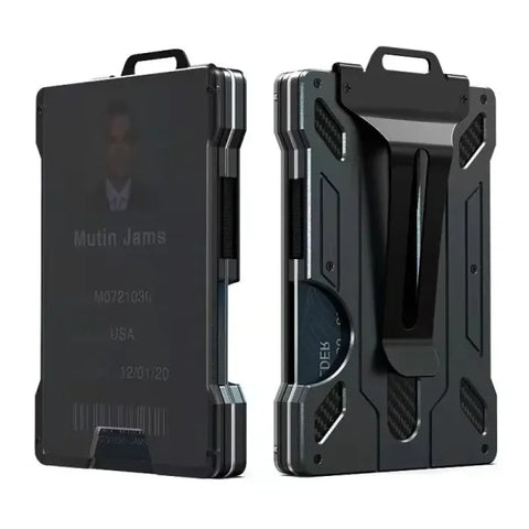Minimalist Slim Wallet for Men – RFID Blocking Aluminum Money Clip & Clear ID Holder | Ultra-Thin Carbon Fiber - Himpall