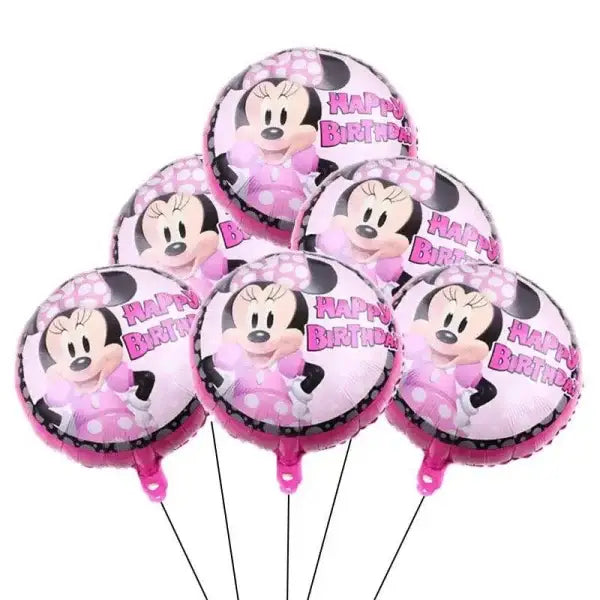 Pink Minnie Mouse Happy Birthday mylar balloons bundle for Disney parties