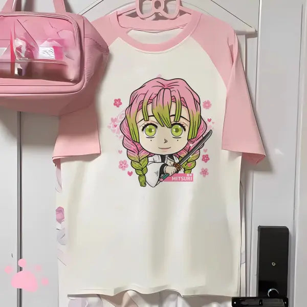Women’s Mitsuri Anime Baby Tee - Y2K Aesthetic Japanese Streetwear & 2000s Retro Graphic T-Shirt for Girls - 29716 / XS