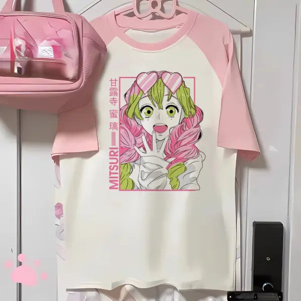 Women’s Mitsuri Anime Baby Tee - Y2K Aesthetic Japanese Streetwear & 2000s Retro Graphic T-Shirt for Girls - 29723 / S