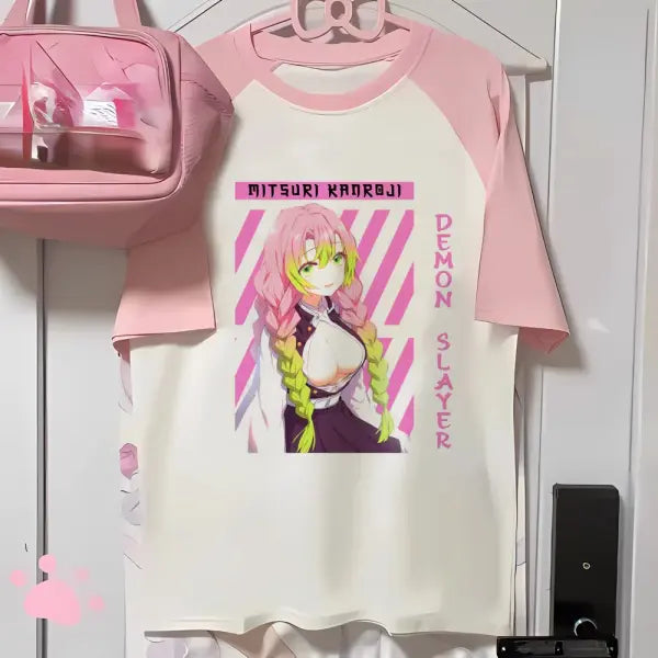 Women’s Mitsuri Anime Baby Tee - Y2K Aesthetic Japanese Streetwear & 2000s Retro Graphic T-Shirt for Girls - 29717 / XS