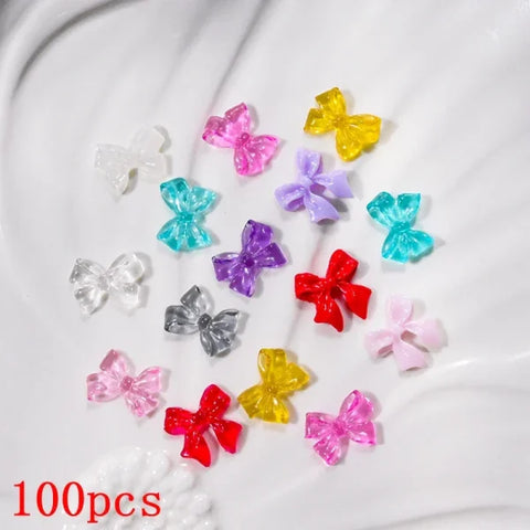 Mixed Bowknot Heart Flower Nail Charms 3D Kawaii Resin Set 500-600pcs - Himpall