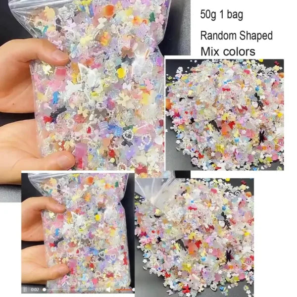 Mixed Bowknot Heart Flower Nail Charms 3D Kawaii Resin Set 500-600pcs - Himpall