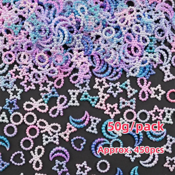 Mixed Bowknot Heart Flower Nail Charms 3D Kawaii Resin Set 500-600pcs - Himpall