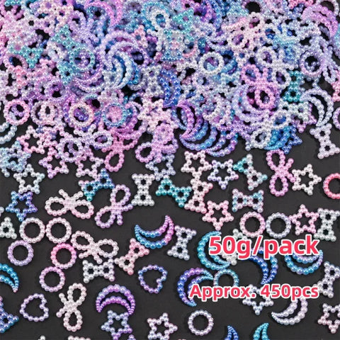 Mixed Bowknot Heart Flower Nail Charms 3D Kawaii Resin Set 500-600pcs - Himpall