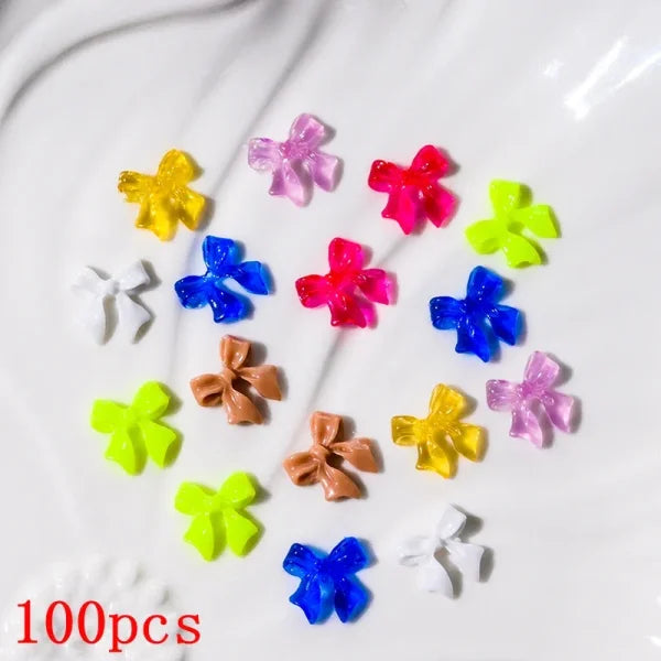 Mixed Bowknot Heart Flower Nail Charms 3D Kawaii Resin Set 500-600pcs - Himpall