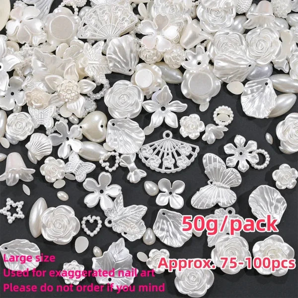 Mixed Bowknot Heart Flower Nail Charms 3D Kawaii Resin Set 500-600pcs - Himpall