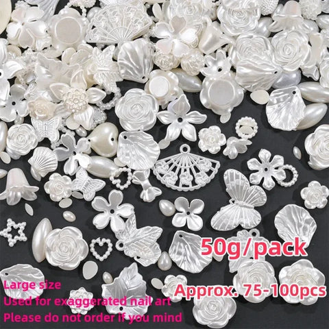 Mixed Bowknot Heart Flower Nail Charms 3D Kawaii Resin Set 500-600pcs - Himpall