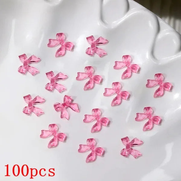 Mixed Bowknot Heart Flower Nail Charms 3D Kawaii Resin Set 500-600pcs - Himpall