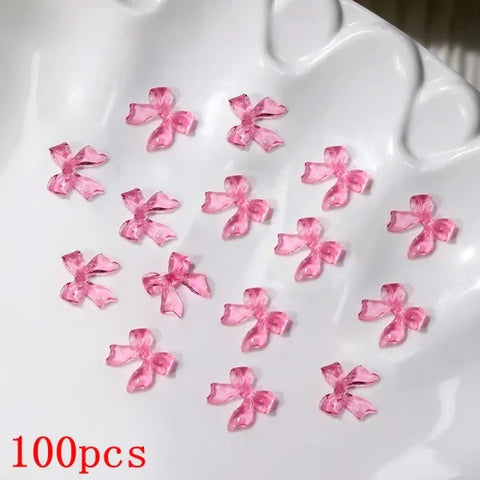 Mixed Bowknot Heart Flower Nail Charms 3D Kawaii Resin Set 500-600pcs - Himpall