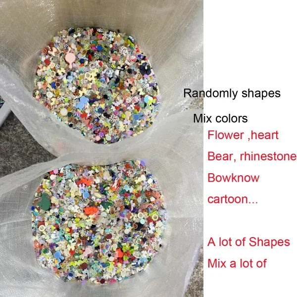 Mixed Bowknot Heart Flower Nail Charms 3D Kawaii Resin Set 500-600pcs - Himpall