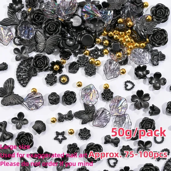 Mixed Bowknot Heart Flower Nail Charms 3D Kawaii Resin Set 500-600pcs - Himpall