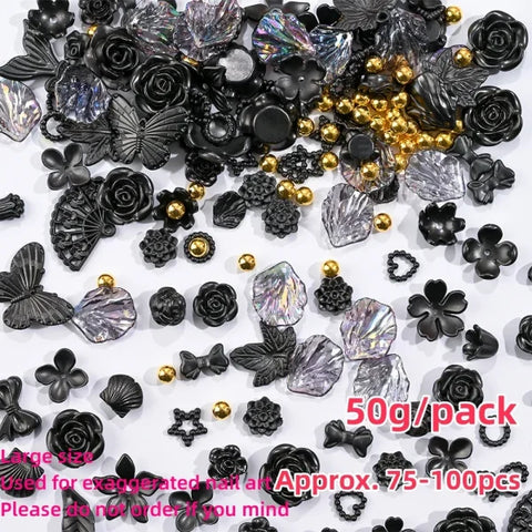 Mixed Bowknot Heart Flower Nail Charms 3D Kawaii Resin Set 500-600pcs - Himpall