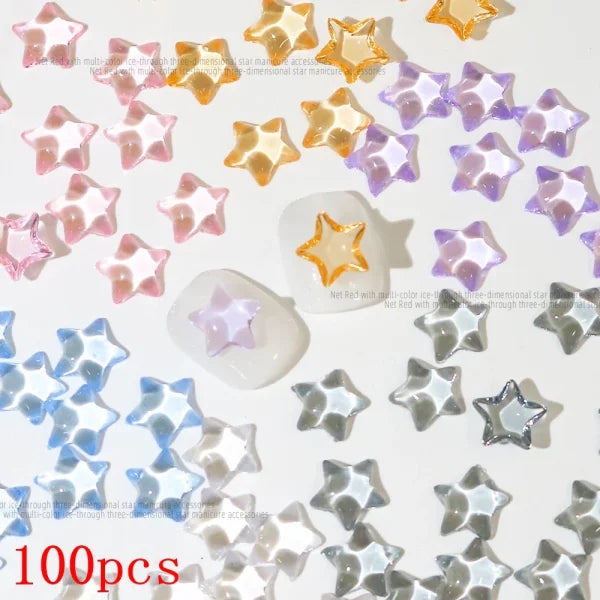 Mixed Bowknot Heart Flower Nail Charms 3D Kawaii Resin Set 500-600pcs - Himpall