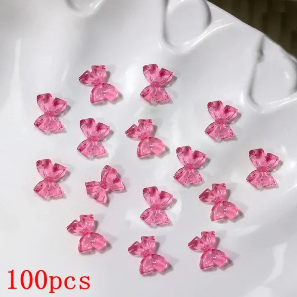 Mixed Bowknot Heart Flower Nail Charms 3D Kawaii Resin Set 500-600pcs - Himpall
