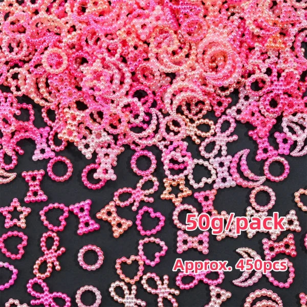 Mixed Bowknot Heart Flower Nail Charms 3D Kawaii Resin Set 500-600pcs - Himpall