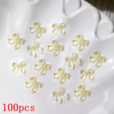 Mixed Bowknot Heart Flower Nail Charms 3D Kawaii Resin Set 500-600pcs - Himpall