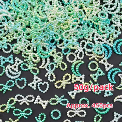 Mixed Bowknot Heart Flower Nail Charms 3D Kawaii Resin Set 500-600pcs - Himpall