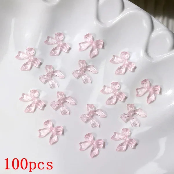 Mixed Bowknot Heart Flower Nail Charms 3D Kawaii Resin Set 500-600pcs - Himpall