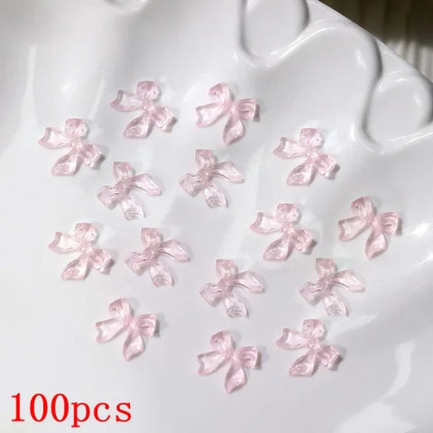 Mixed Bowknot Heart Flower Nail Charms 3D Kawaii Resin Set 500-600pcs - Himpall