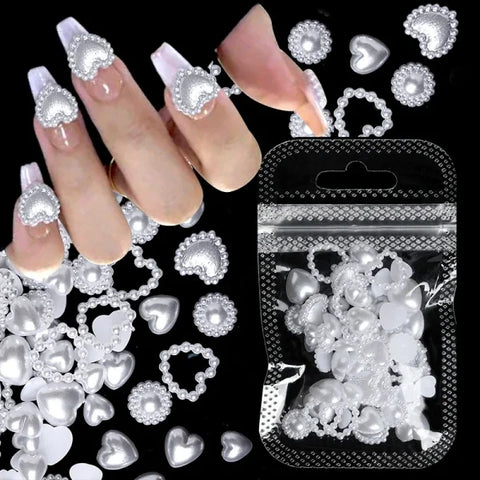 Mixed Pearl and Rhinestone Nail Charms for Creative Nail Decoration