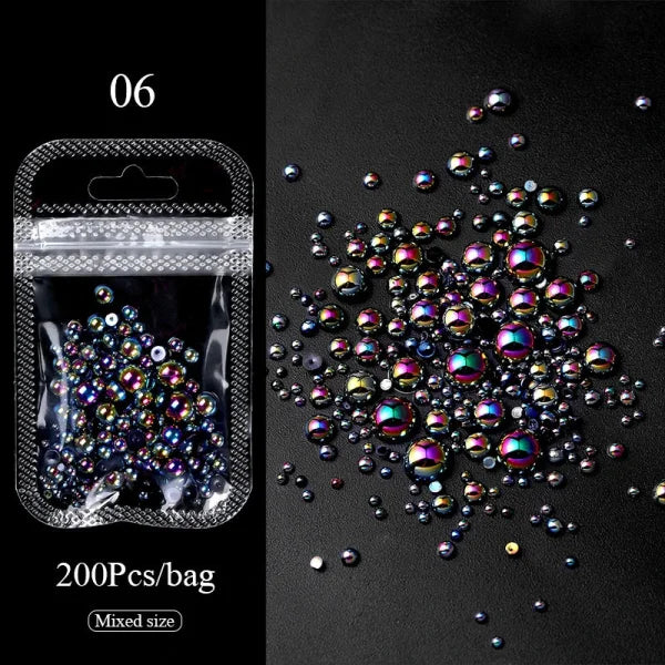 Mixed Pearl and Rhinestone Nail Charms for Creative Nail Decoration - W06