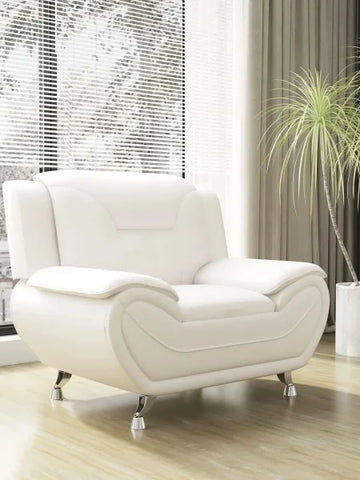Modern 1-Seat Sofa in White Faux Leather - Compact Easy-Clean & Space-Saving - White / One Seat / United States