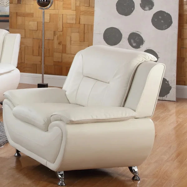 Modern 1-Seat Sofa in White Faux Leather - Compact Easy-Clean & Space-Saving - White / One Seat / United States