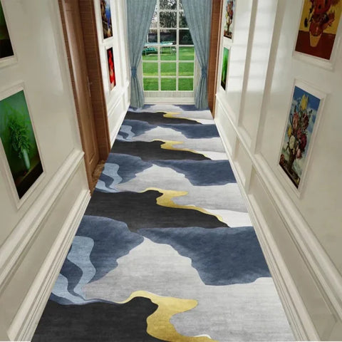 Modern Abstract Corridor Carpet Runner - Non-Slip Washable Hallway Rug