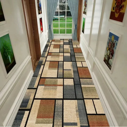 Modern Abstract Corridor Carpet Runner - Non-Slip Washable Hallway Rug