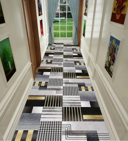 Modern Abstract Corridor Carpet Runner - Non-Slip Washable Hallway Rug