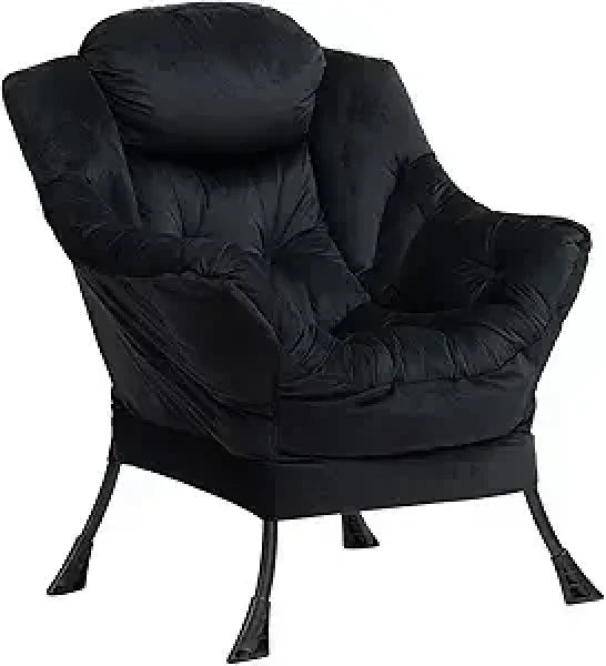 Modern Fabric Oversized Chair - Comfortable Leisure Chair with Armrests & Steel Frame - United States / Blackl