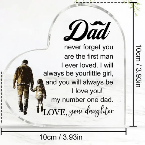 Heart-shaped plaque featuring a father-daughter message in a modern love-themed customizable design