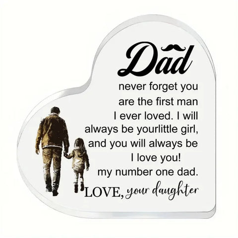 Heart-shaped plaque featuring a sentimental father-daughter message in modern customizable design