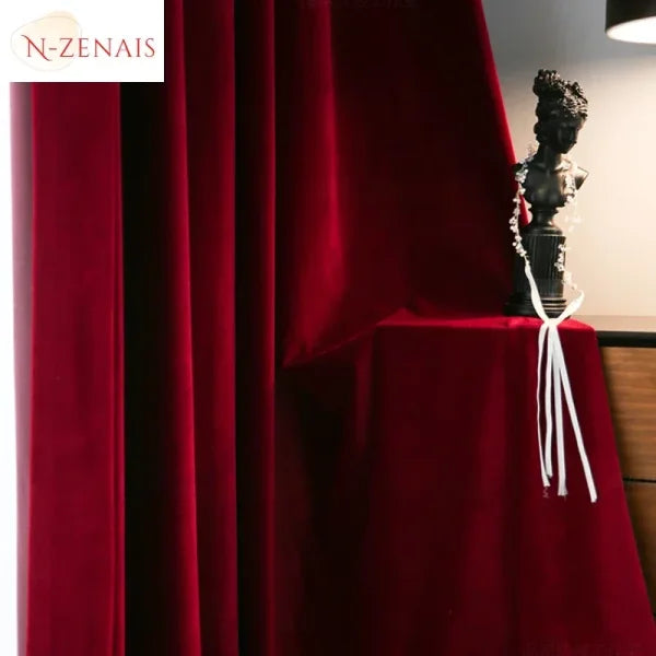 Modern Luxury Burgundy Red Velvet Curtains – Nordic Blackout Decor