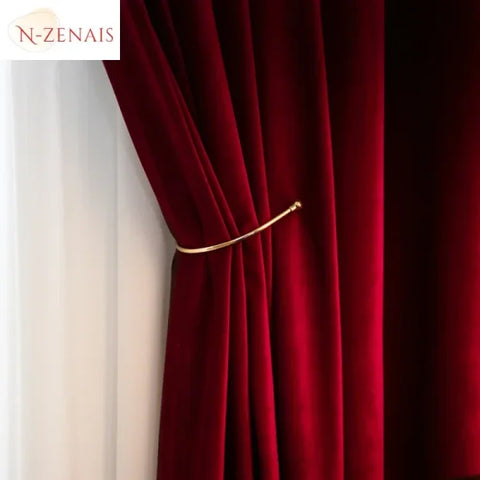 Modern Luxury Burgundy Red Velvet Curtains – Nordic Blackout Decor