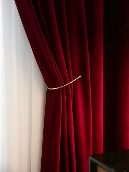 Modern Luxury Burgundy Red Velvet Curtains – Nordic Blackout Decor - Curtain / 1 PC W500cmxH250cm / Rod pocket