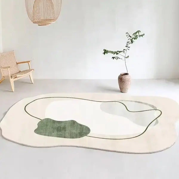 Modern Minimalist Irregular Living Room Carpet - Aesthetic Asymmetric Rug for Bedroom & Decor