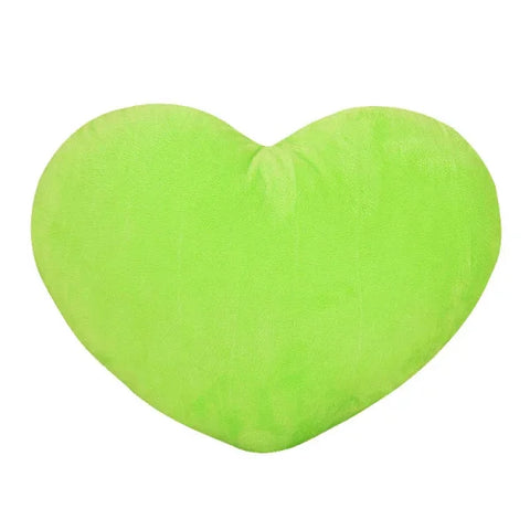 Bright lime-green heart-shaped seat cushion ideal for Valentine’s Day home decor