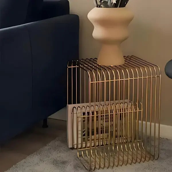 Modern Scandinavian Metal Coffee Table Living Room Furniture Sleek Side Table Minimalist Storage for Magazines and Books