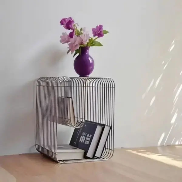 Modern Scandinavian Metal Coffee Table Living Room Furniture Sleek Side Table Minimalist Storage for Magazines and Books