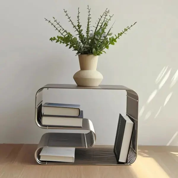 Modern Scandinavian Metal Coffee Table Living Room Furniture Sleek Side Table Minimalist Storage for Magazines and Books